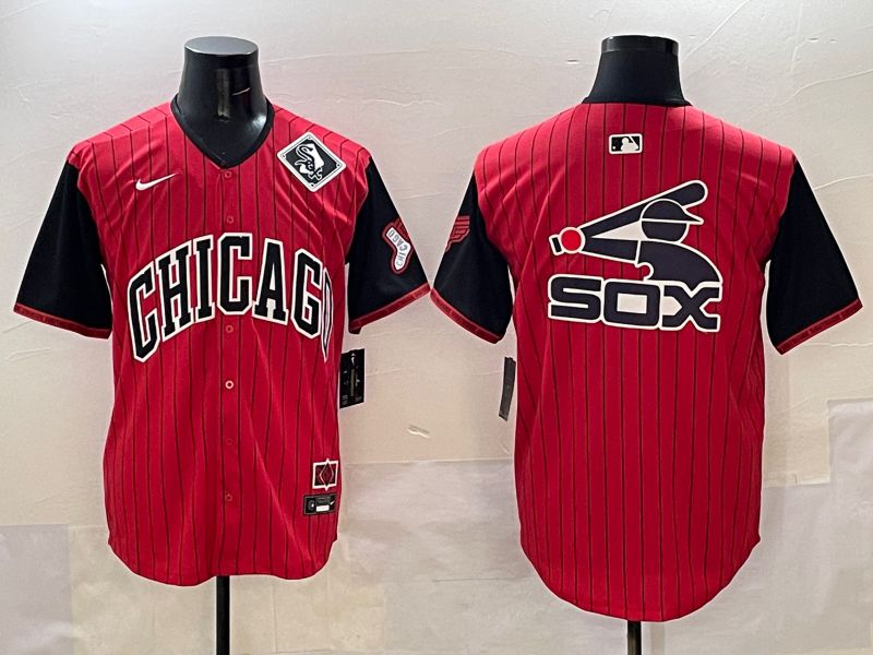 Men Chicago White Sox Blank Red Stripe Joint Name 2025 Nike MLB Jersey style 11